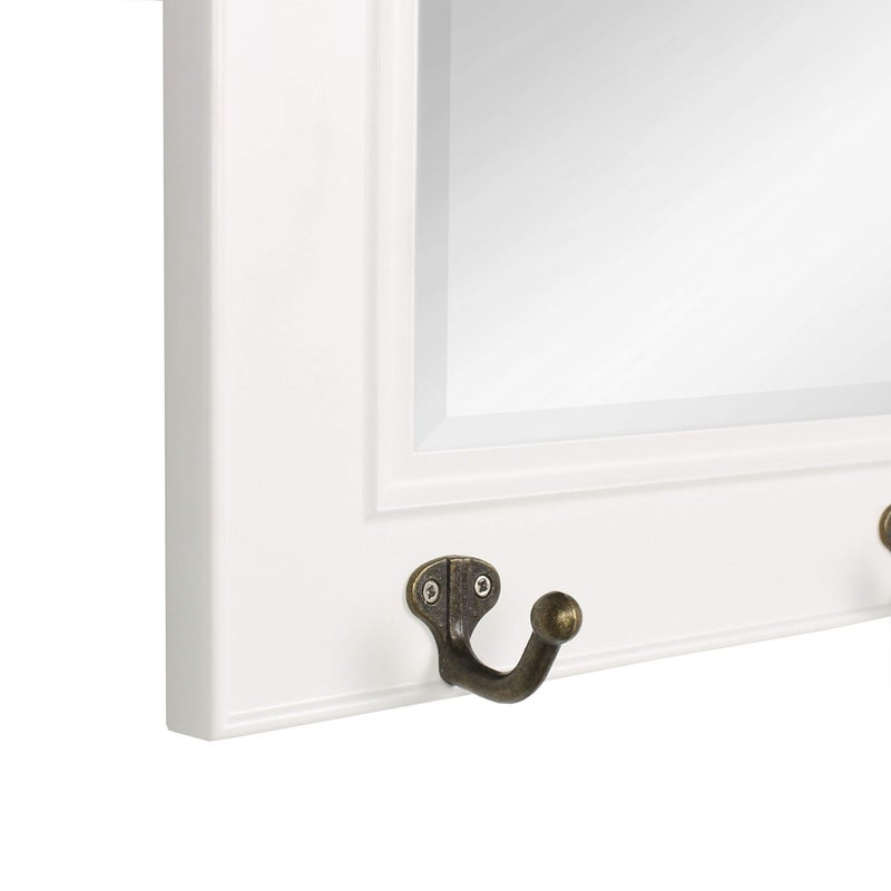 DesignOvation Kate and Laurel Pub Mirrors with 5 Metal Hooks, White - Image 5